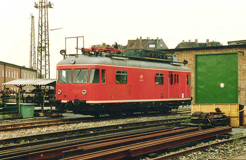 Turmtriebwagen 701 069 im Bahnbetriebswerk Ulm 2 am 01.08.1986